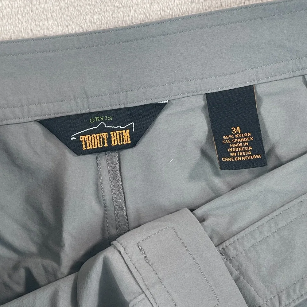 Orvis TroutBum Shorts Men 34 Grey Jackson Quick Dry‎ Utility Fishing Drawstring